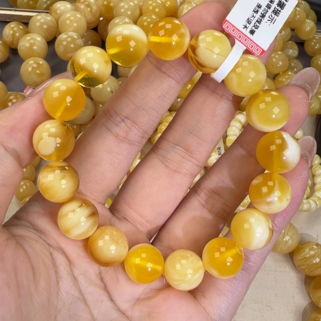 手链琥珀未镶嵌17.7金瓷白