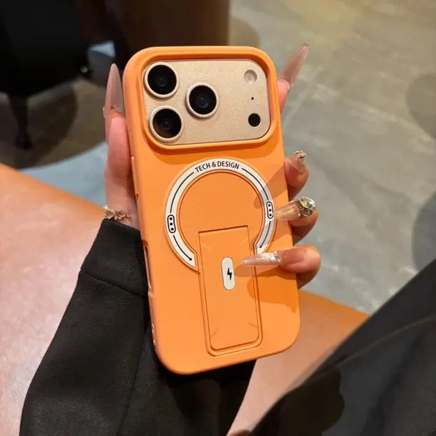 适用苹果17promax硅胶防摔17pro手机壳带磁吸支架全包设计16pro