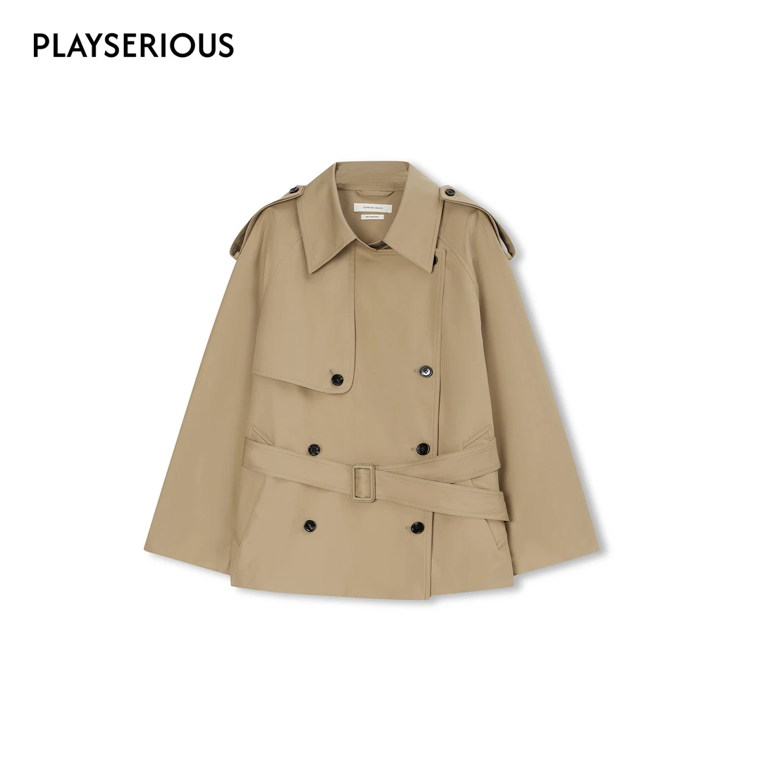 CONCISE-WHITE简白 2025秋季新款肩章短风衣女时尚简约休闲外套