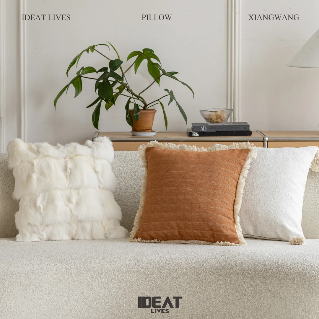 日杂简约风沙发抱枕高级感橘色床头靠背垫民宿样板间装饰靠枕枕套