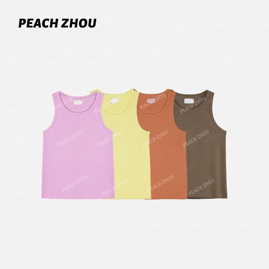 『PEACHZHOU』罗纹U领基础微宽松外穿背心简约休闲百搭纯色内搭吊带