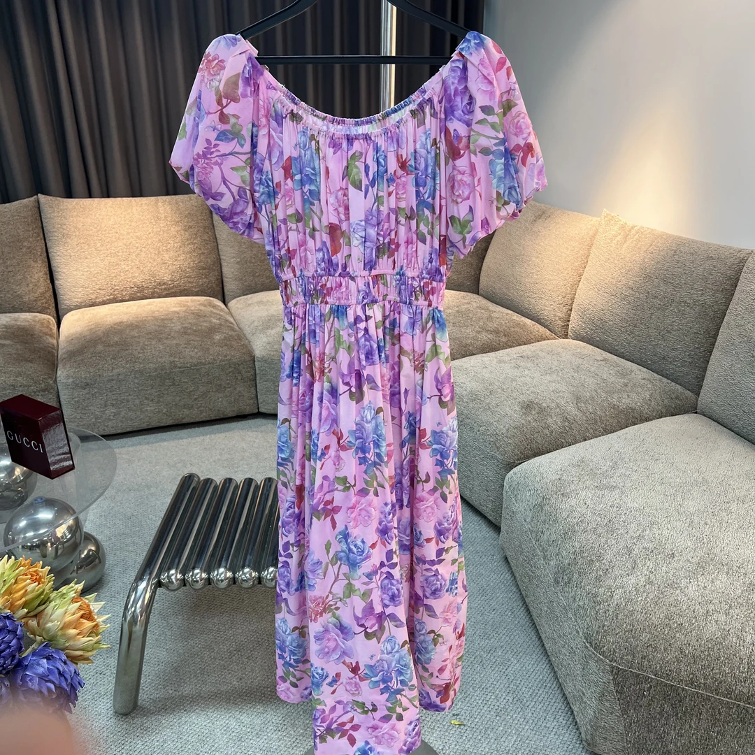 2025春夏新款碎花连衣裙收腰法式连衣裙HS93058