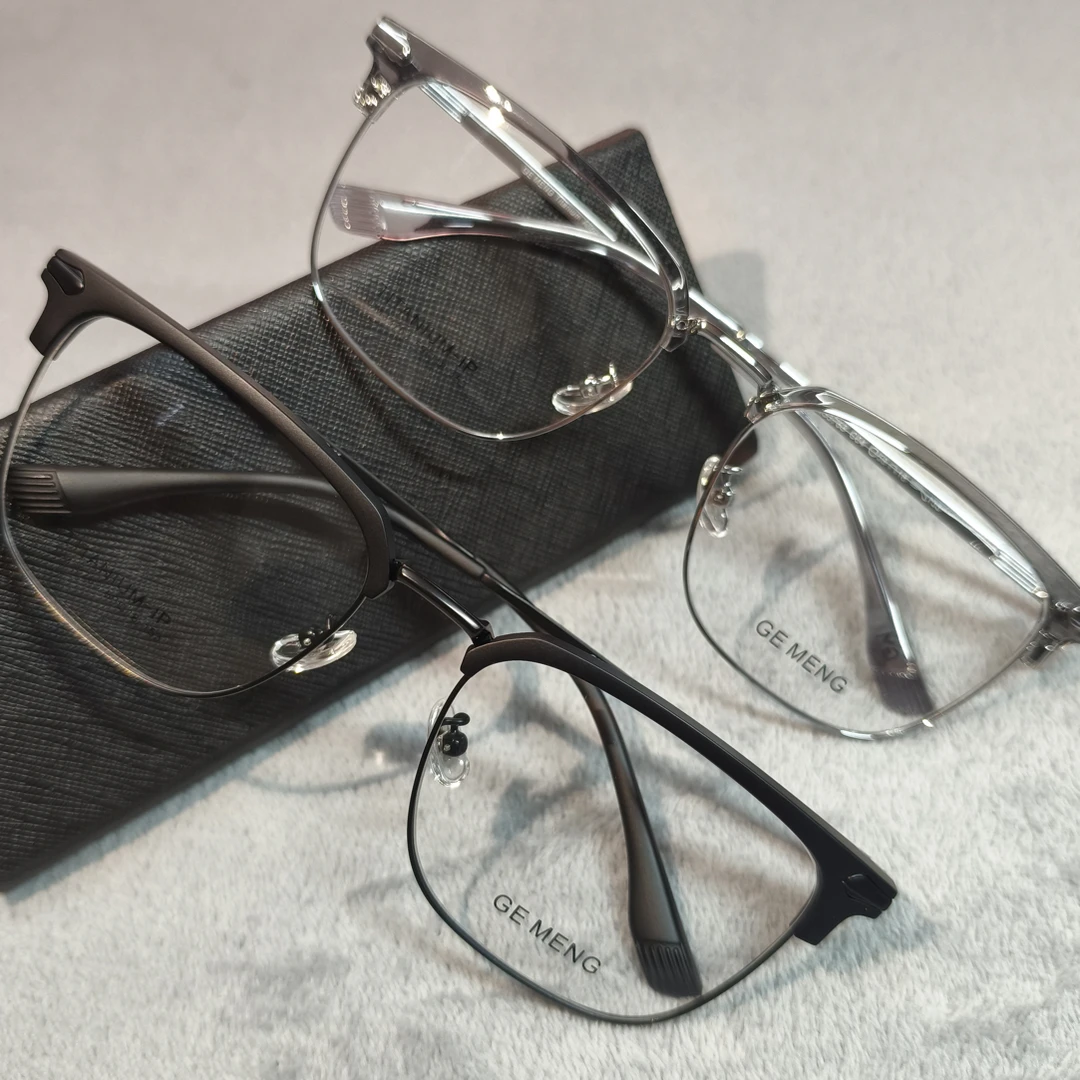 时尚超轻钛合金百搭眉毛框200斤可带素颜眼镜框男女款可配度数