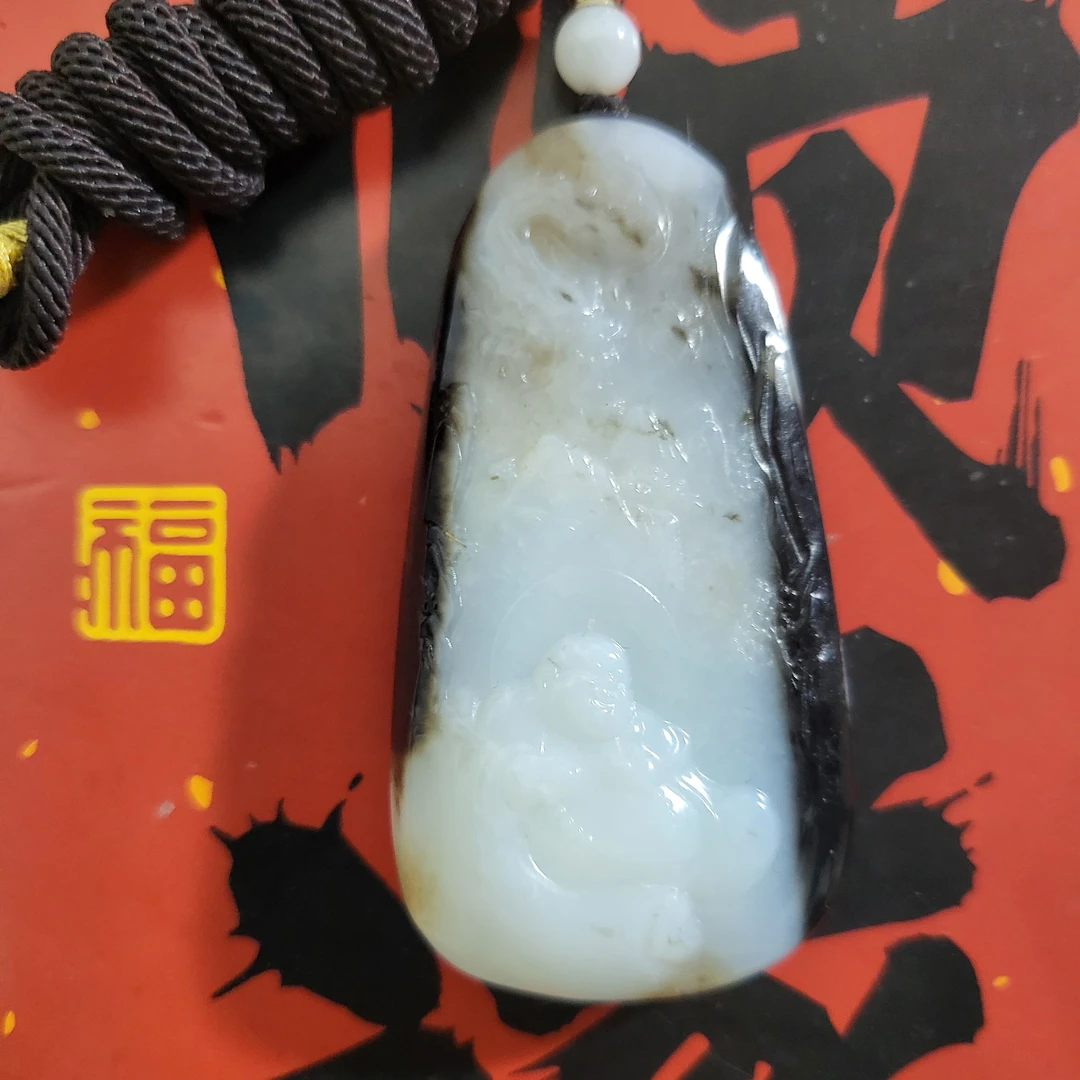 爆品捡漏俄和田玉吊坠俏色巧雕玉龙佛公一物一证手慢无
