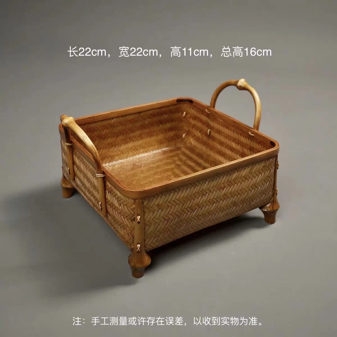 筇竹双耳正方形收纳提篮