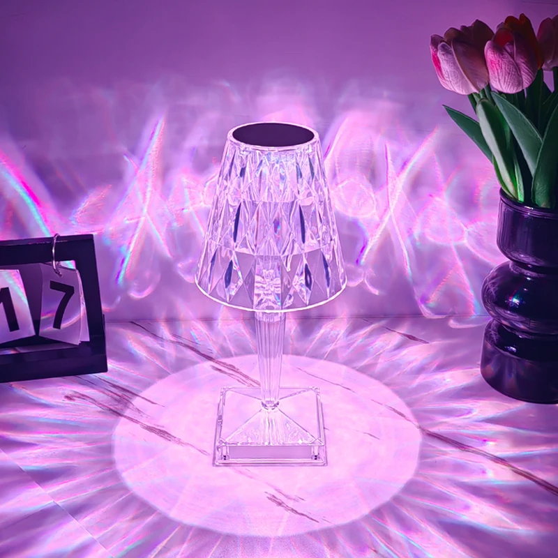 钻石水晶台灯卧室床头桌面小夜灯ins风浪漫餐厅咖啡厅触摸氛围灯