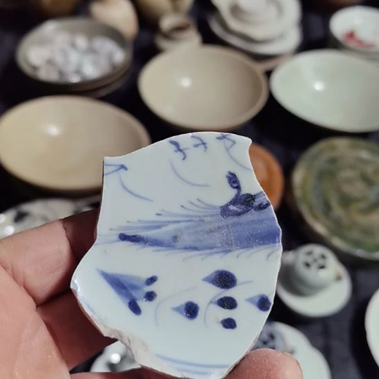 瓷片青花影青杯垫学习标本