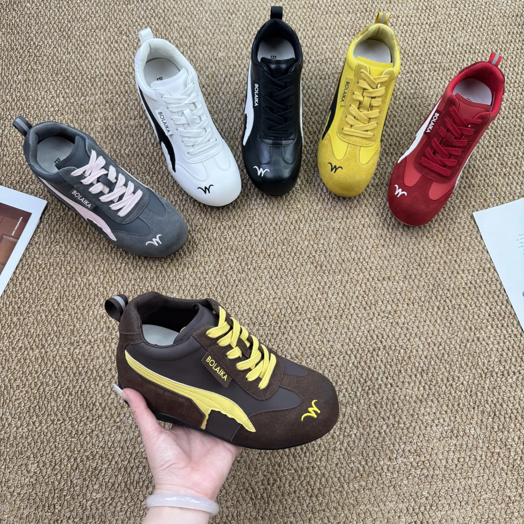 增高9cm皮面春夏秋运动德训鞋内增高女鞋真皮百搭圆头女鞋1060