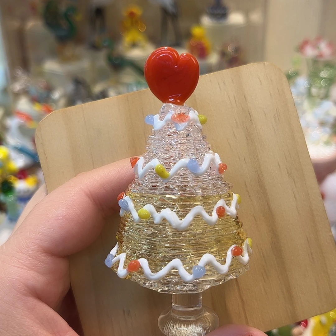 琉璃手工艺品粉金爱心