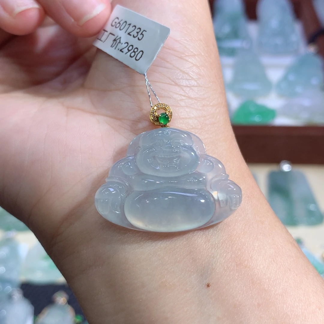 吊坠(不含链)18K金镶嵌翡翠佛公