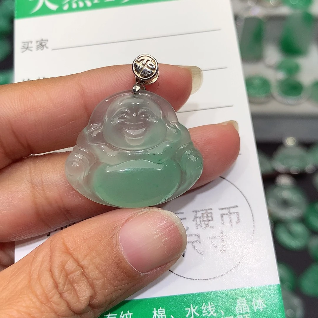 颈饰银S925镶嵌石英质玉（非洲翠）