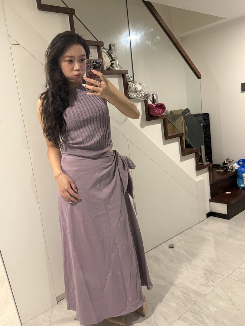 【PALLAVA】法式慵懒风时尚套装长裙时尚女装修身连衣裙显瘦开叉
