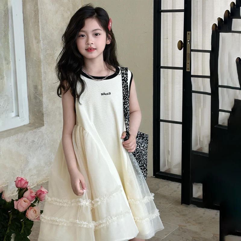 女童连衣裙夏款2025新款儿童洋气裙子中大童韩版女孩无袖公主裙潮