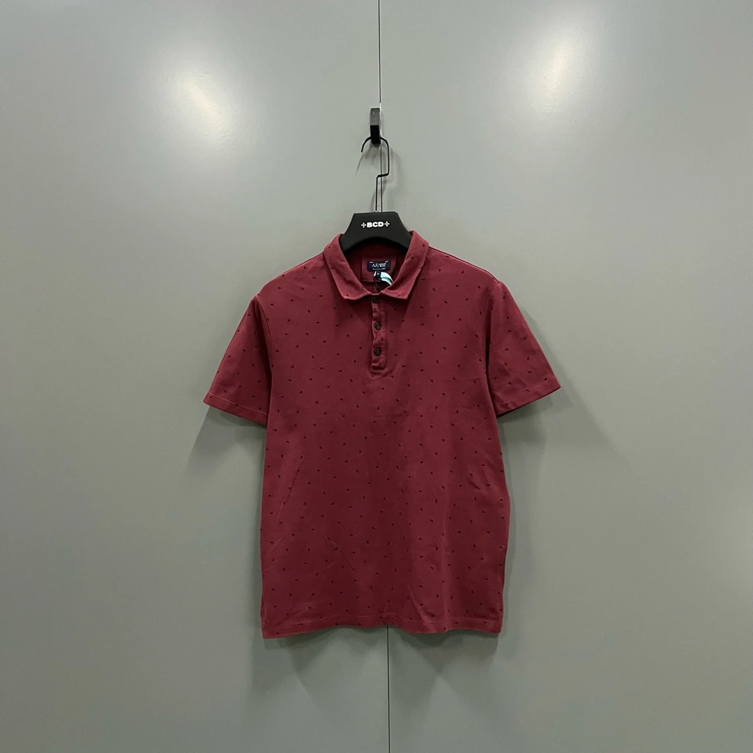 95新 GIORGIO ARMANI/阿玛尼 （ll）酒红满印polo衫M码/95新204607