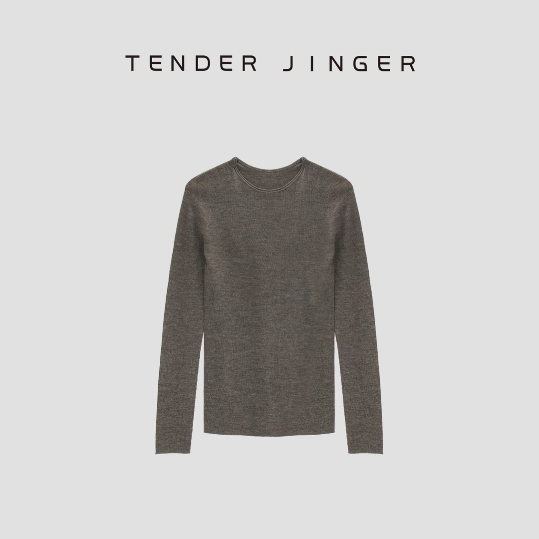 Tender Jinger【扬子纱】48支精纺可机洗绵羊毛圆领长袖T53AMM41105