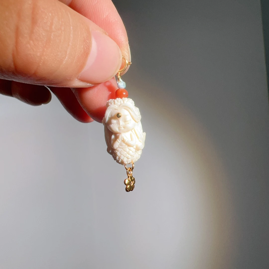 天然猛犸牙美人鱼吊坠