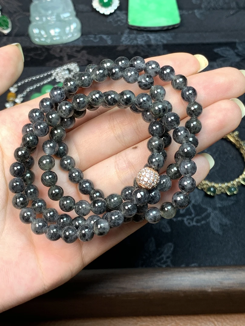 A货天然翡翠黑乌鸡项链