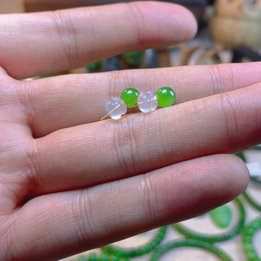 和田玉耳饰18K金镶嵌無*✨