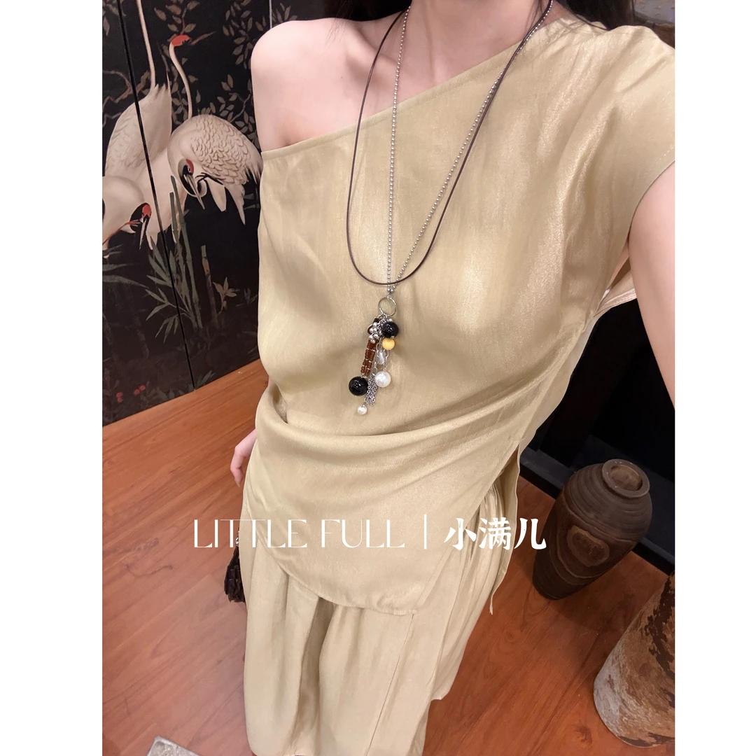 《折光》解构主义 设计小众极简斜肩上衣半裙套装