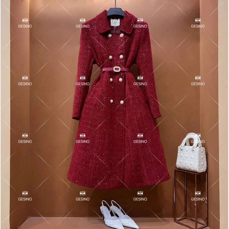 【小露】秋冬气质小香风时尚设计师中长款外套 QD-2025575