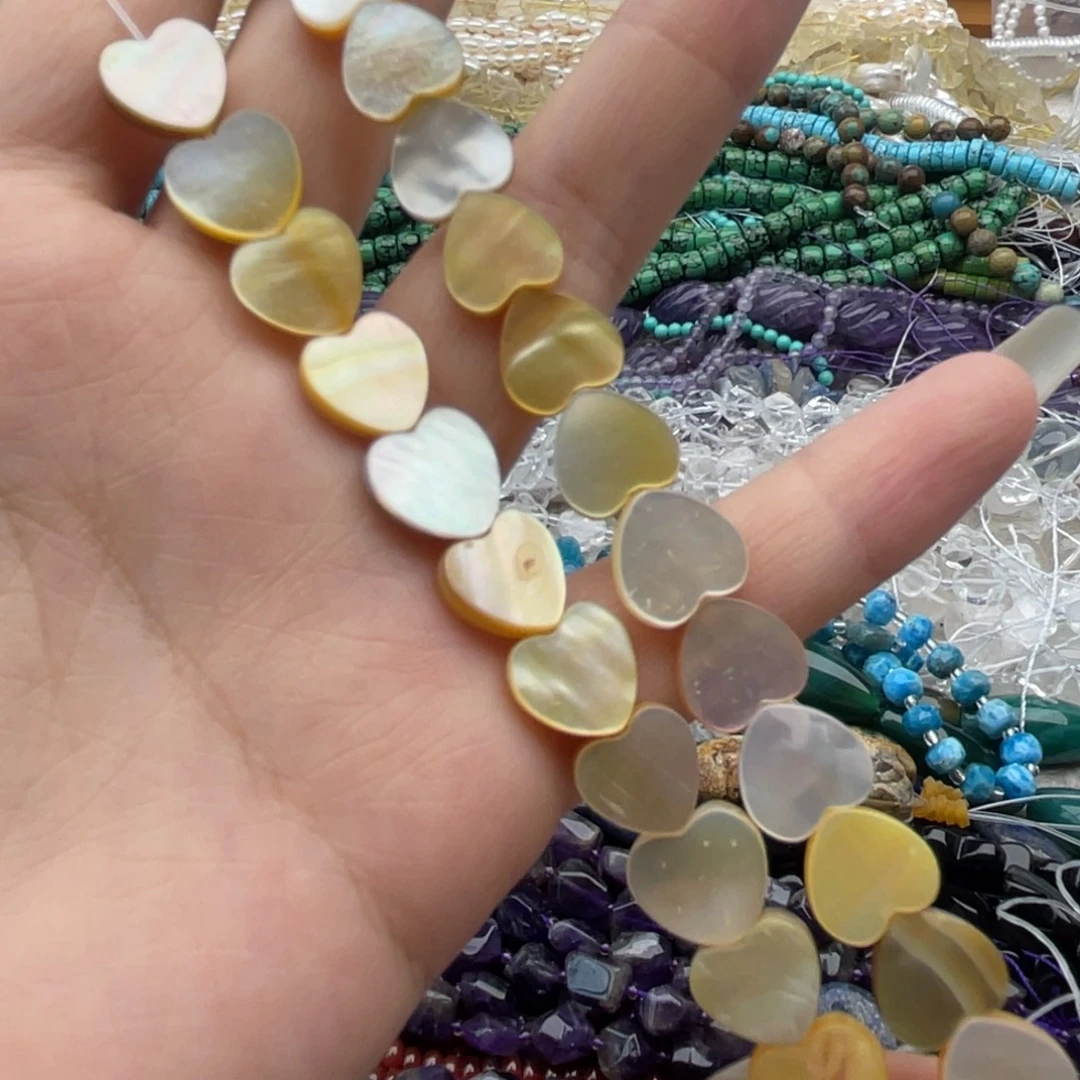 玛瑙/玉髓合金珠宝半成品一条装卡10黄金贝爱心
