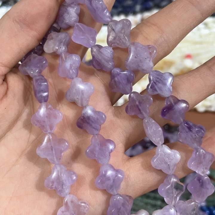 贝壳非金属一条12mm紫水四叶草