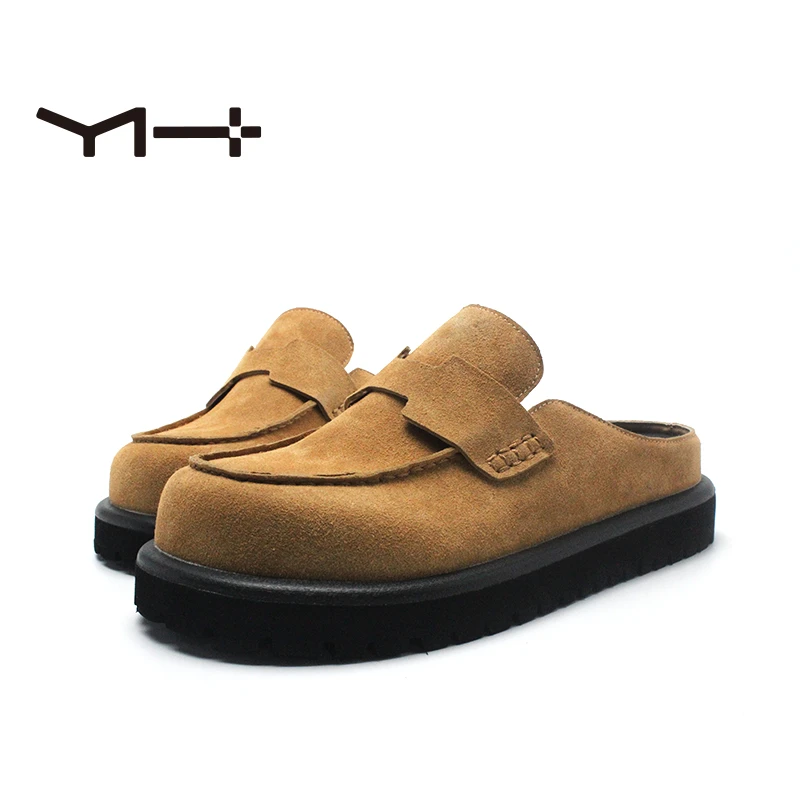 250810包头磨砂平底包头拖休闲厚底拖鞋方头春夏夏季英伦舒适时尚
