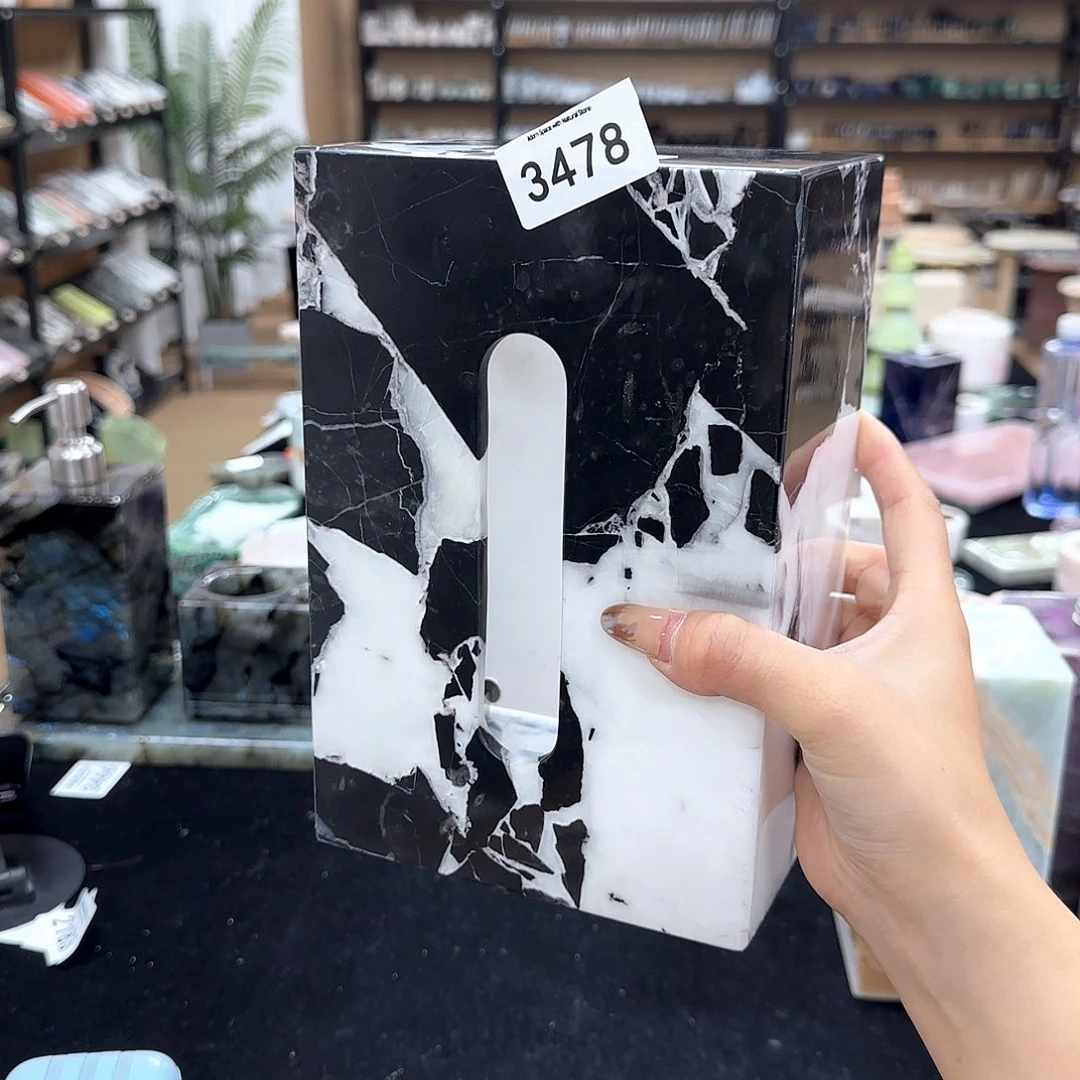 石材小*人3478宝黑纸巾盒大号福利