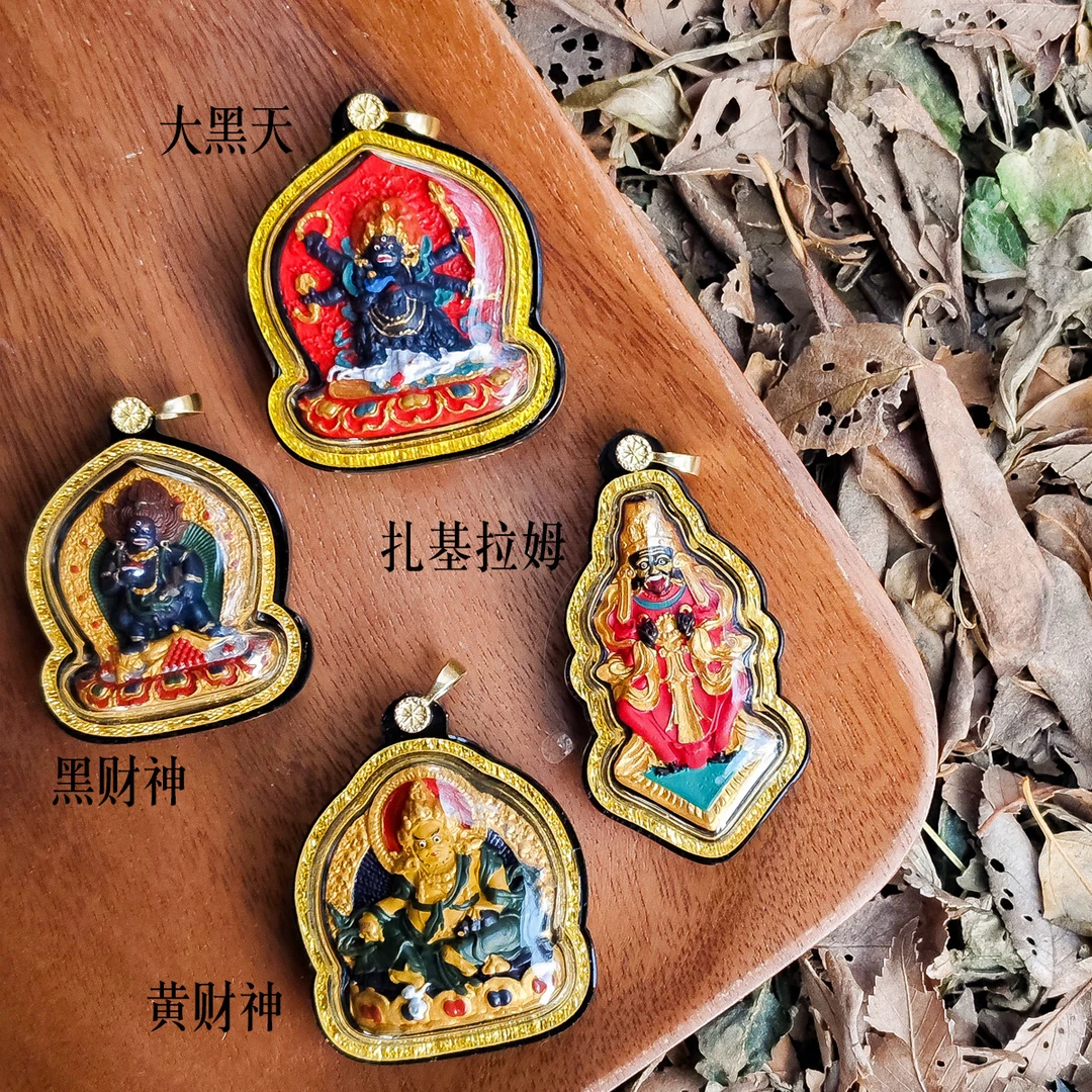 非金属亚克力吊坠 手绘擦擦唐卡立体彩绘嘎乌扎基拉姆大黑天