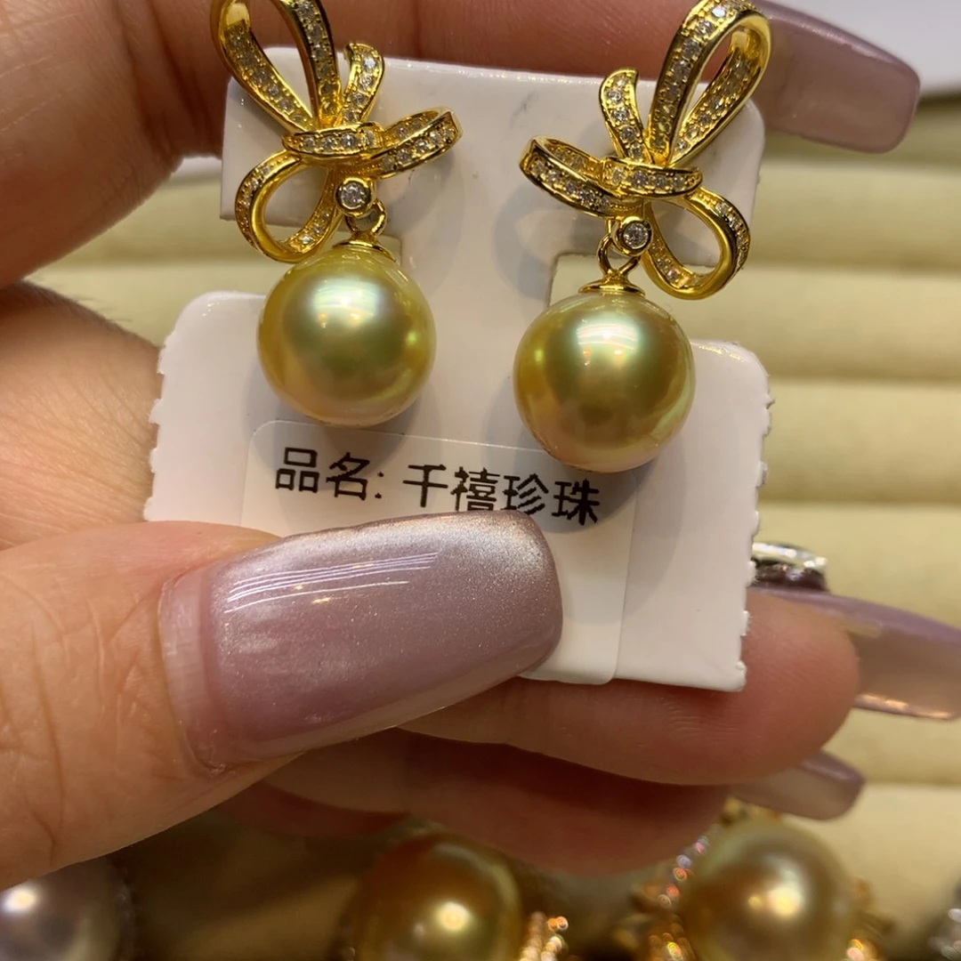 银S925镶嵌耳饰海水珍珠