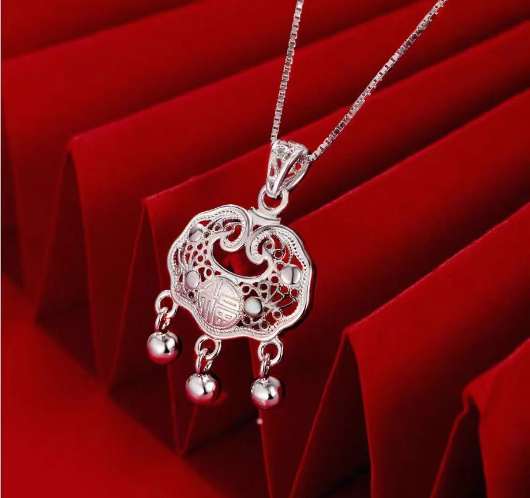 YZ011长命锁项链 精品银饰品手串  无礼盒