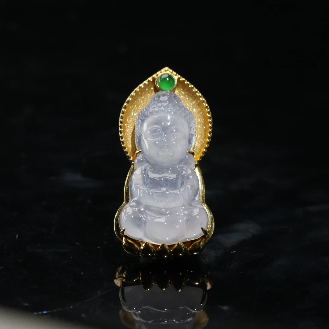 14天然缅甸翡翠A货18k宝宝佛/600425/上海嘉禾拍卖