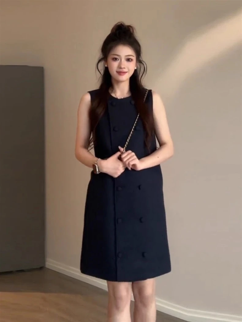 miu系穿搭小个子减龄时髦小香风显瘦背心裙2025秋新款叠穿连衣裙