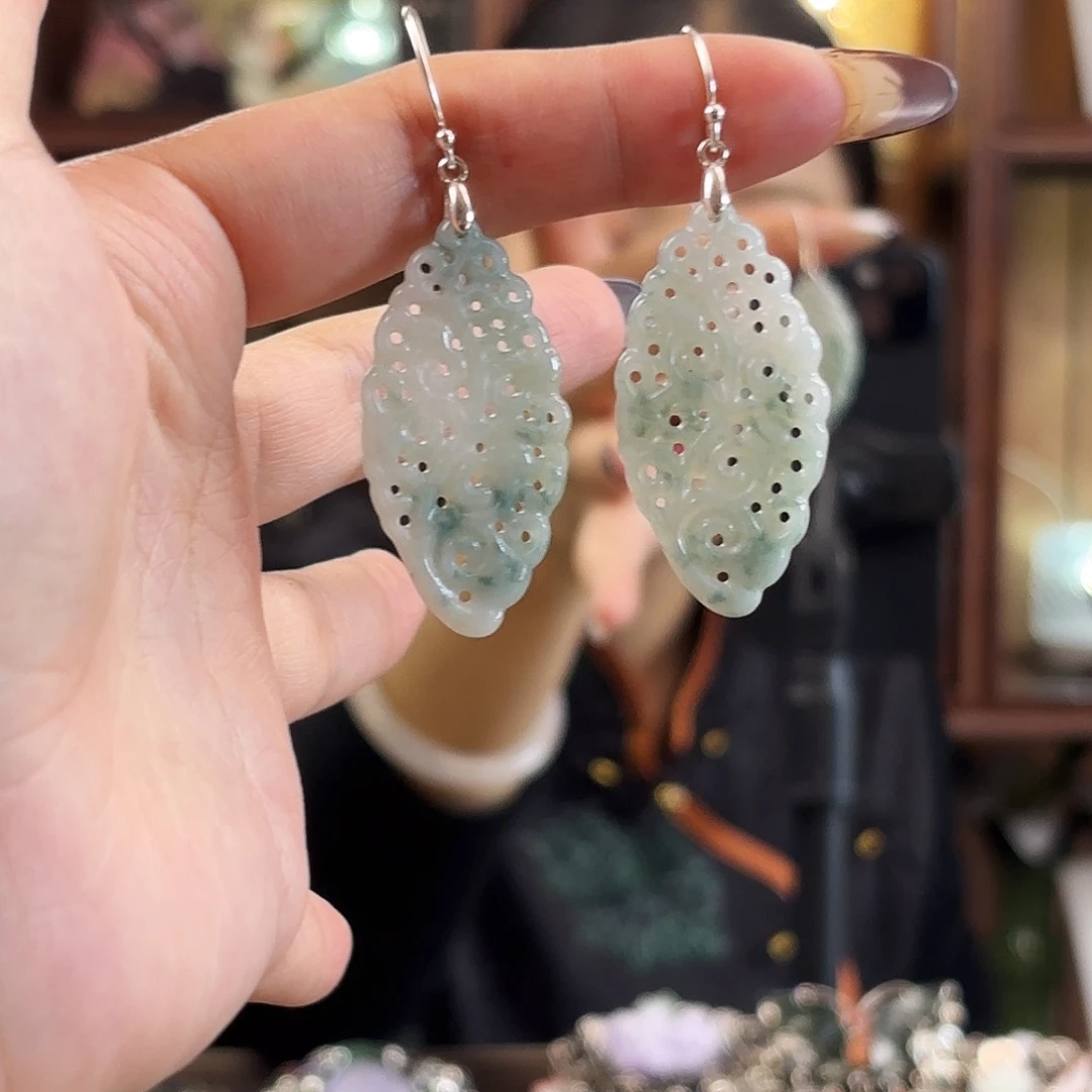 翡翠未镶嵌耳饰窗花耳饰