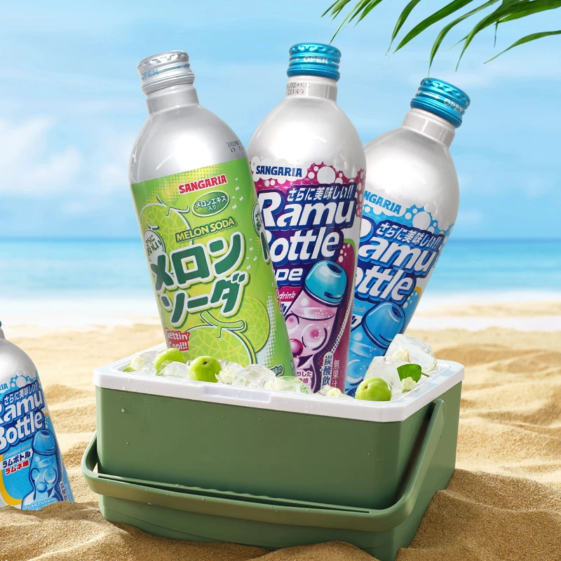 日本进口三佳利碳酸饮料铝罐汽水500g波子汽水