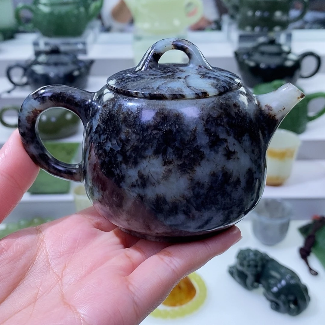 和田玉未镶嵌挂件茶壶