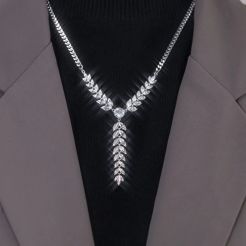 钛钢项链 轻奢时尚百搭气质减龄设计麦穗精致秋冬项链坠链毛衣链