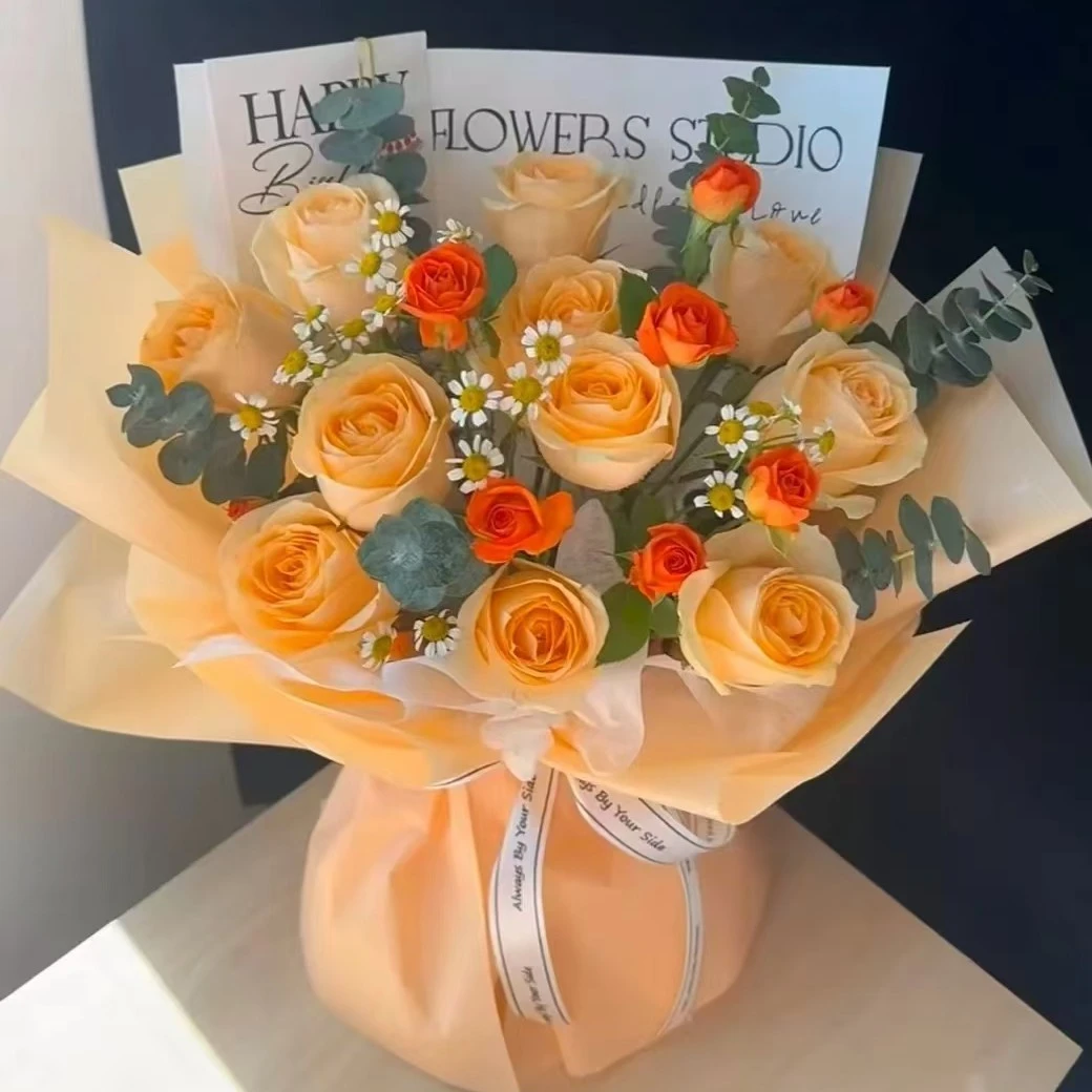 十一支香槟玫瑰搭配成芭比