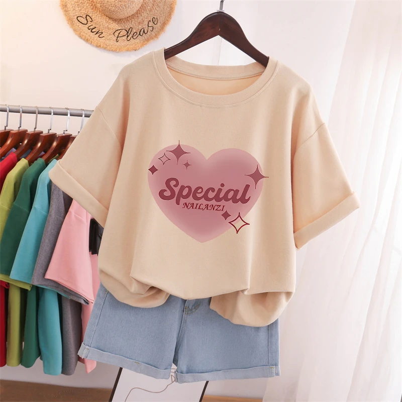 2025年夏季新款大码oversize宽松纯棉短袖t恤女设计感小众上衣服