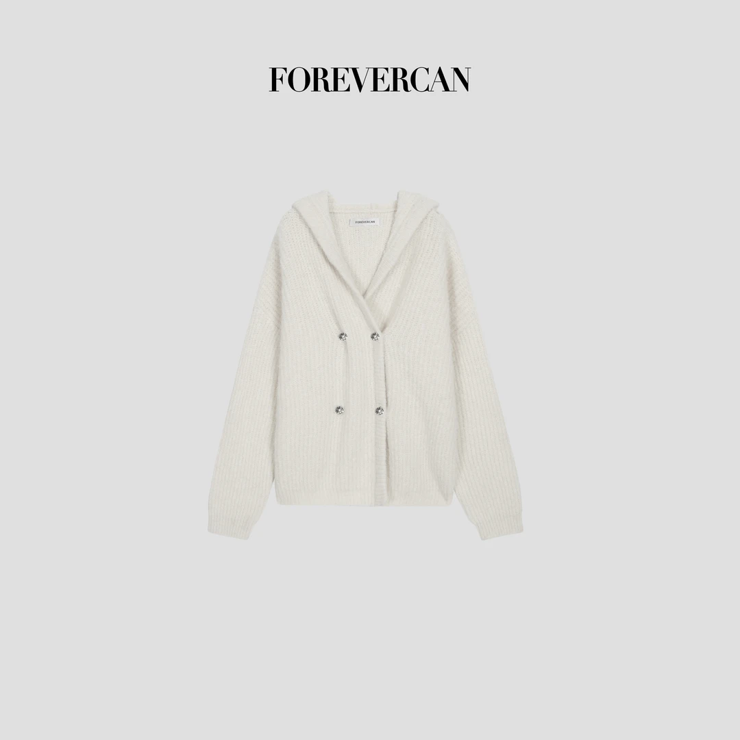 FOREVERCAN“特罗姆瑟”客定重工金属扣复古宽松针织毛衣外套MY4306