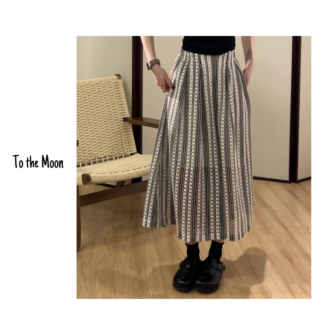 UpSd 原创【德辅道路口】2025条纹镂空裙垂感宽松裙裤GetmoonTwo