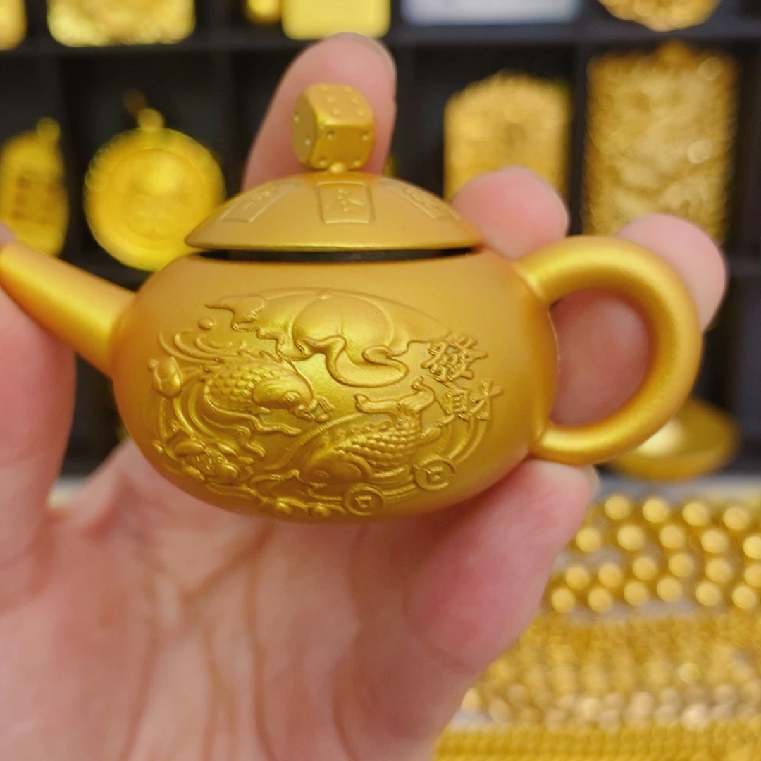 石英石合金把件小壶