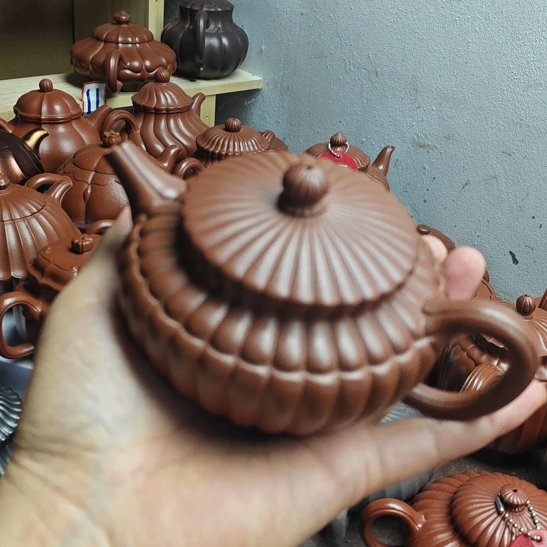 塔***李宜兴紫砂壶筋纹器半手工制作赵庄朱泥容量一佰八十CC
