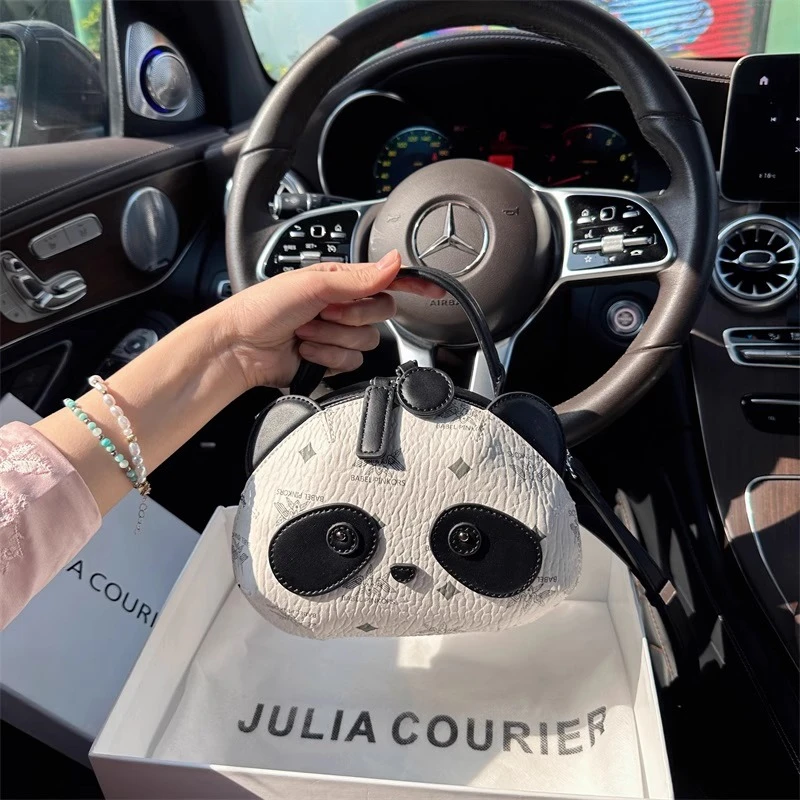 Julia Courier国风熊猫手提小圆包2025新款高级感单肩斜挎手提包