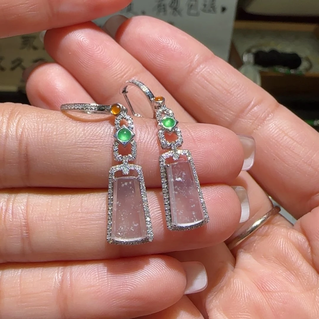 【闪购商品】翡翠耳饰18K金镶嵌缅甸