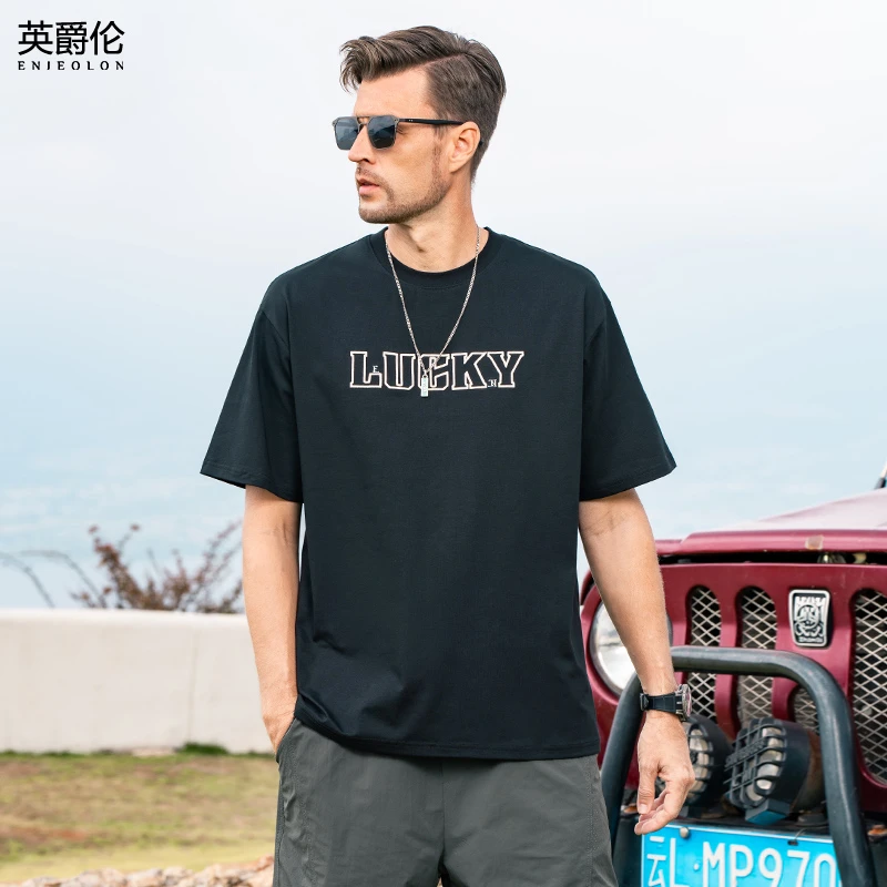 【凉感防晒+吸湿速干】字母刺绣短袖t恤男夏季7A抗菌体恤衫T9527