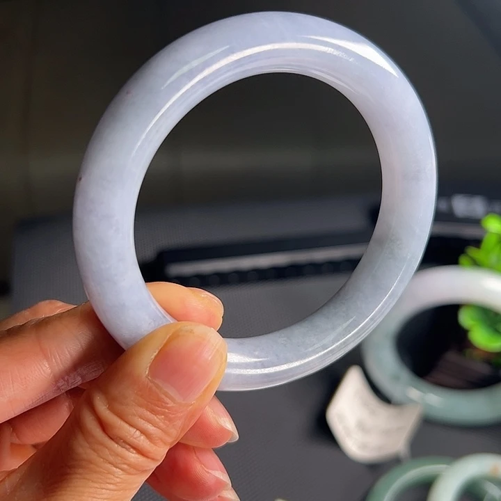 翡翠未镶嵌手镯纯天然缅甸A货翡翠蓝紫圆条福利镯