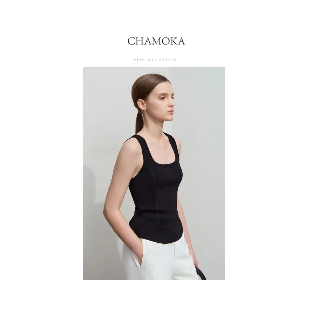 【夏莫卡】宠粉福利 春夏时尚百搭显瘦舒适方领拼接Brain美背L880