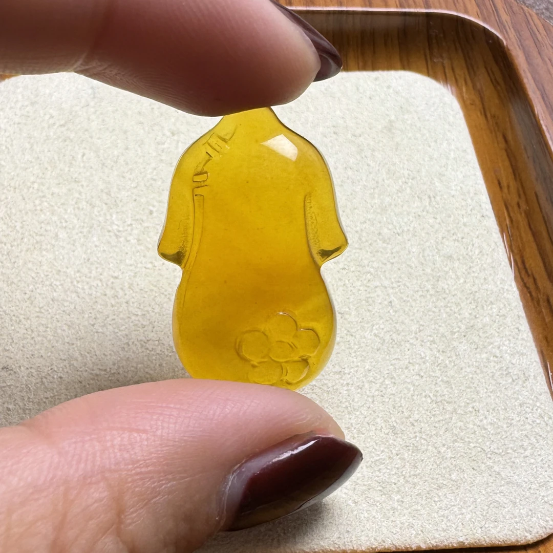 琥珀未镶嵌裸石  金珀旗袍吊坠DIY