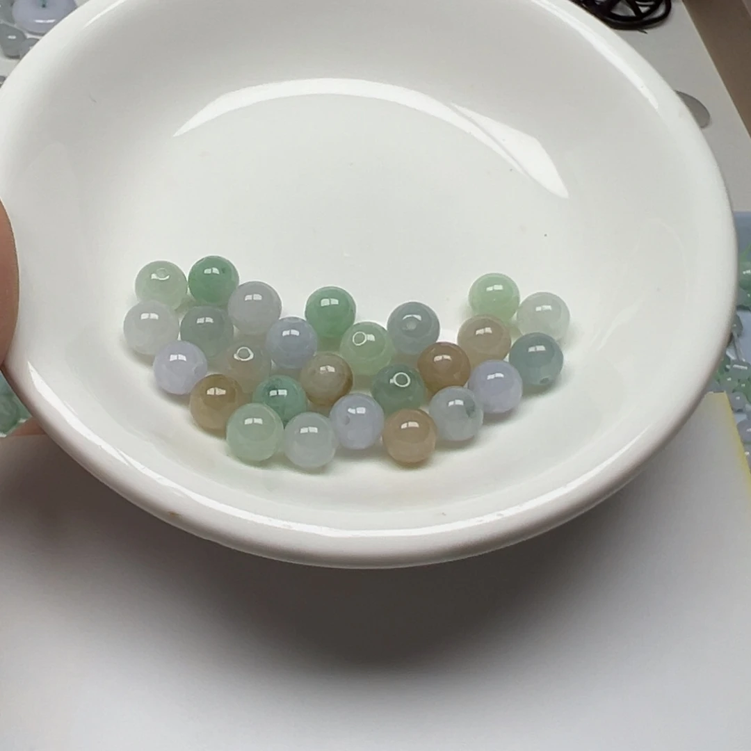 翡翠散珠.****.纯天然缅甸翡翠A货卡7，24颗分4单